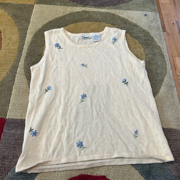10 for $15 Capacity Vintage Y2K Light Yellow Ditsy Floral Print Sweater Vest S - Picture 1 of 4